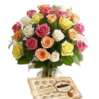 25 colorful roses with chokolates | Flower Delivery Sochi