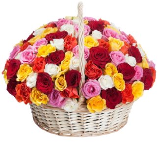 51 colorful roses in the basket | Flower Delivery Sochi